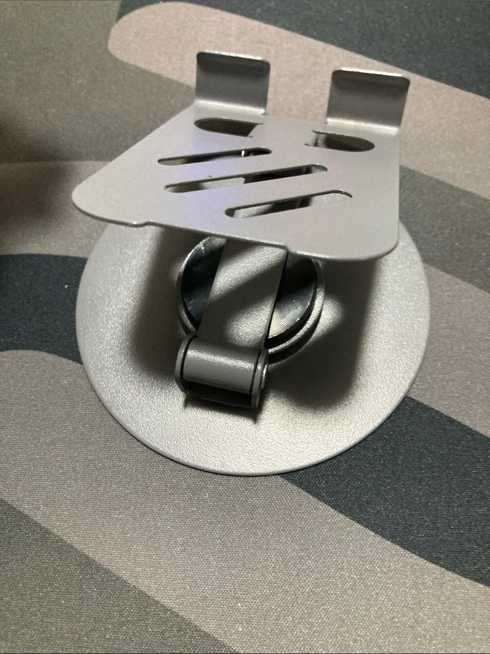 Foldable Gray Metal Phone Stand Holder - Compact Desk Mount